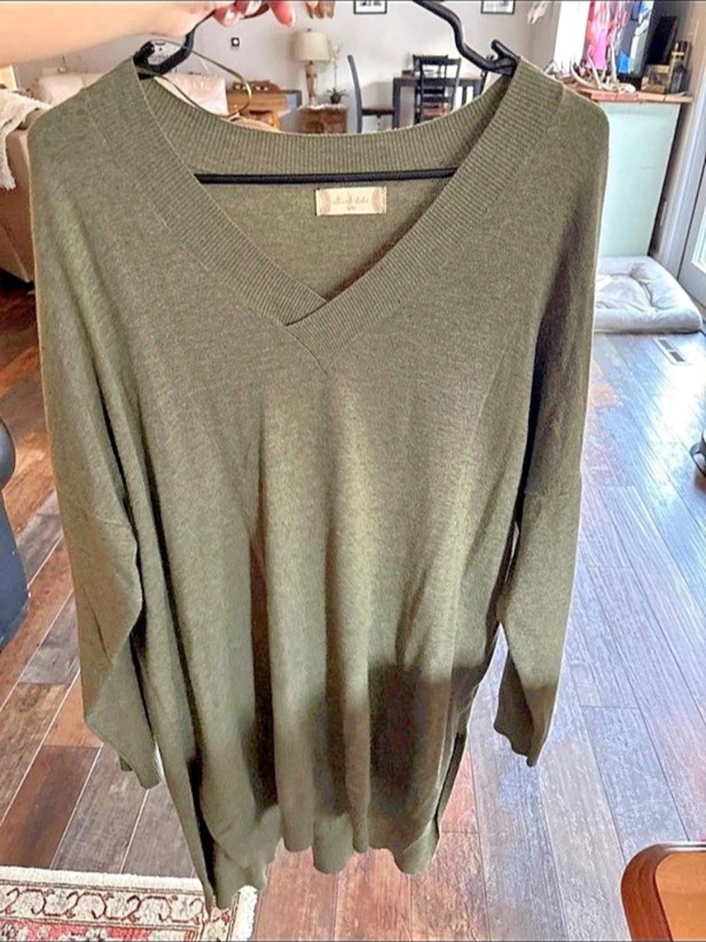 Altar’d State V-Neck Sweater in Green Size S/M